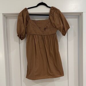 Elegant Brown Puff Sleeve Top